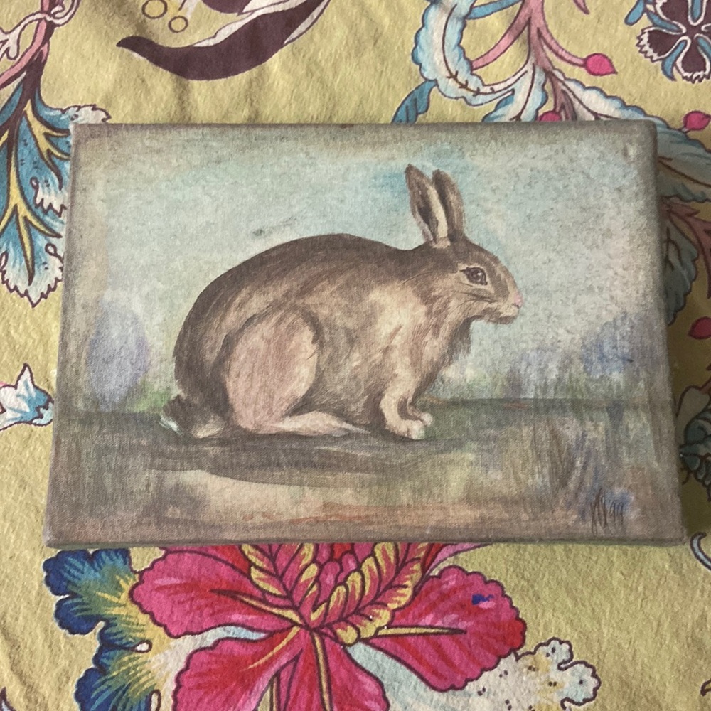 Handmade Vintage 6x8 Cavas Rabbit Picture